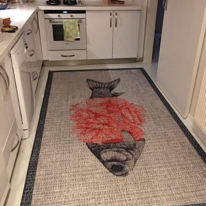 Fish Decorative machine washable Non-Slip Kitchen Rug/Mat