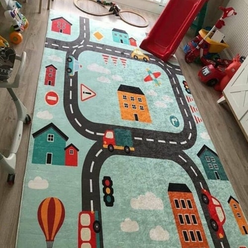 Kids Play Rug / Road Rug / Washable Activity Rug / Nursery Mat Etsy UK