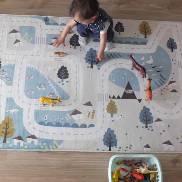 Tapis de jeu pour enfants / Tapis de route / Tapis d'activité lavable / Tapis pour chambre de bébé