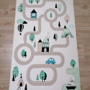 Kids Play Rug / Road rug / Washable Activity Rug / Nursery mat