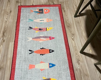 Alfombra/tapete de cocina antideslizante lavable a máquina con diseño de peces