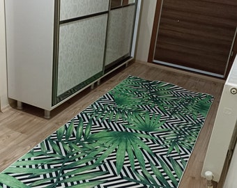 Tropisches Muster Rutschfester Waschbarer Dekorativer Küchenteppich / Matte