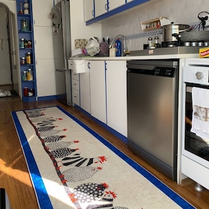 Chicken Decor Kitchen Dining Room Runner Rug / Mat Non-Skid Machine Washable/ Mat/Kitchen Rug