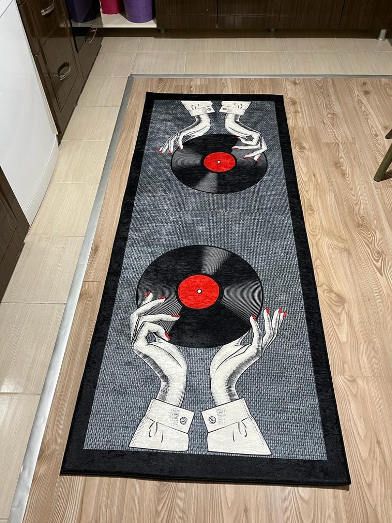 Non-slip Kitchen Rug / Record Rug / Disc Rug / Music Rug / Living Room ...