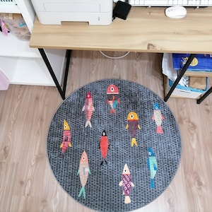 Round fish carpet/non-slip floor kitchen rug
