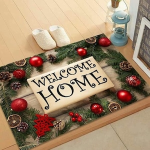 Christmas themed mat/ Non-slip sole/ Machine Washable