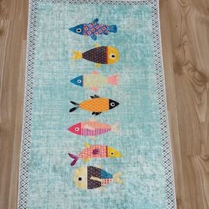 Fish Decorative machine washable Non-Slip Kitchen Rug/Mat
