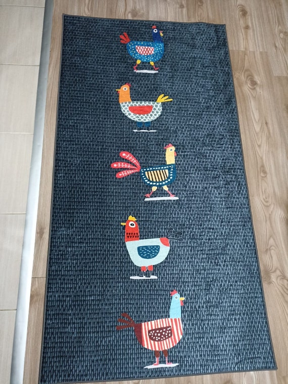 Chicken Decor Kitchen Dining Room Runner Rug / Mat Non-Skid Machine Washable/ Mat/Kitchen Rug