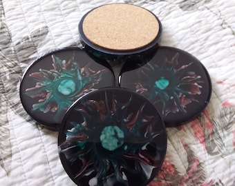 Epoxy Resin Coaster set of 4 - 4" round