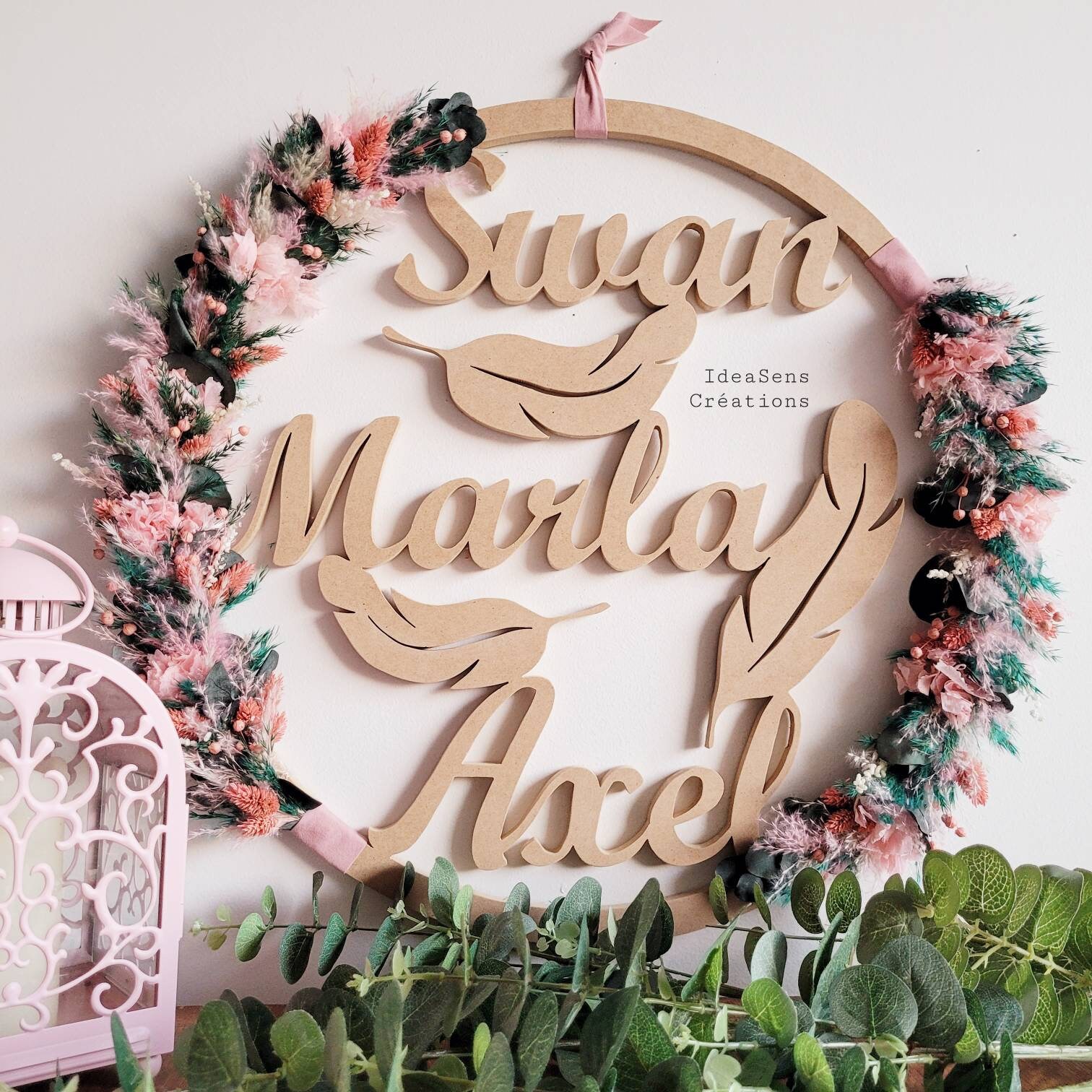 Couronne Personnalisée Prénoms, Famille, Décoration, Cadeau Anniversaire, Fête Des Mère, Saint-Valen