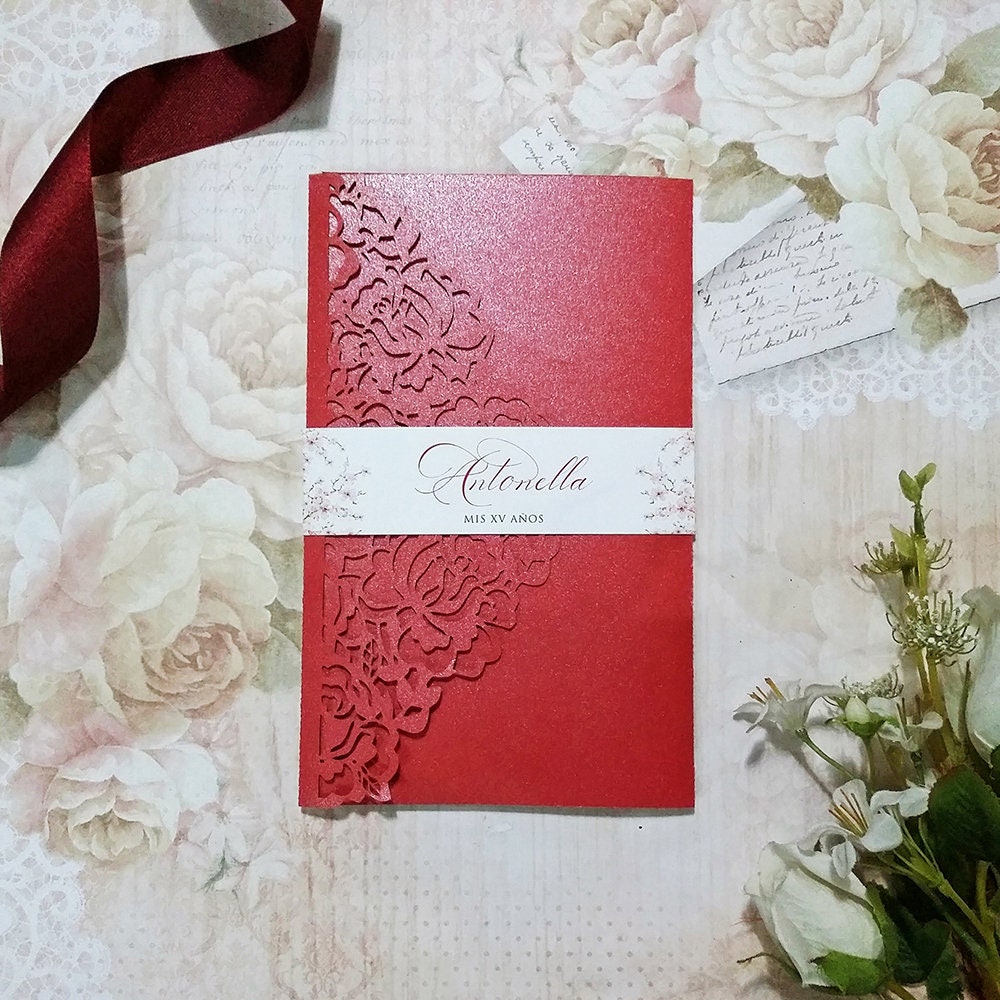 Dress Fifteen Quinceanera Invitation Pocketfold Card Laser Cut