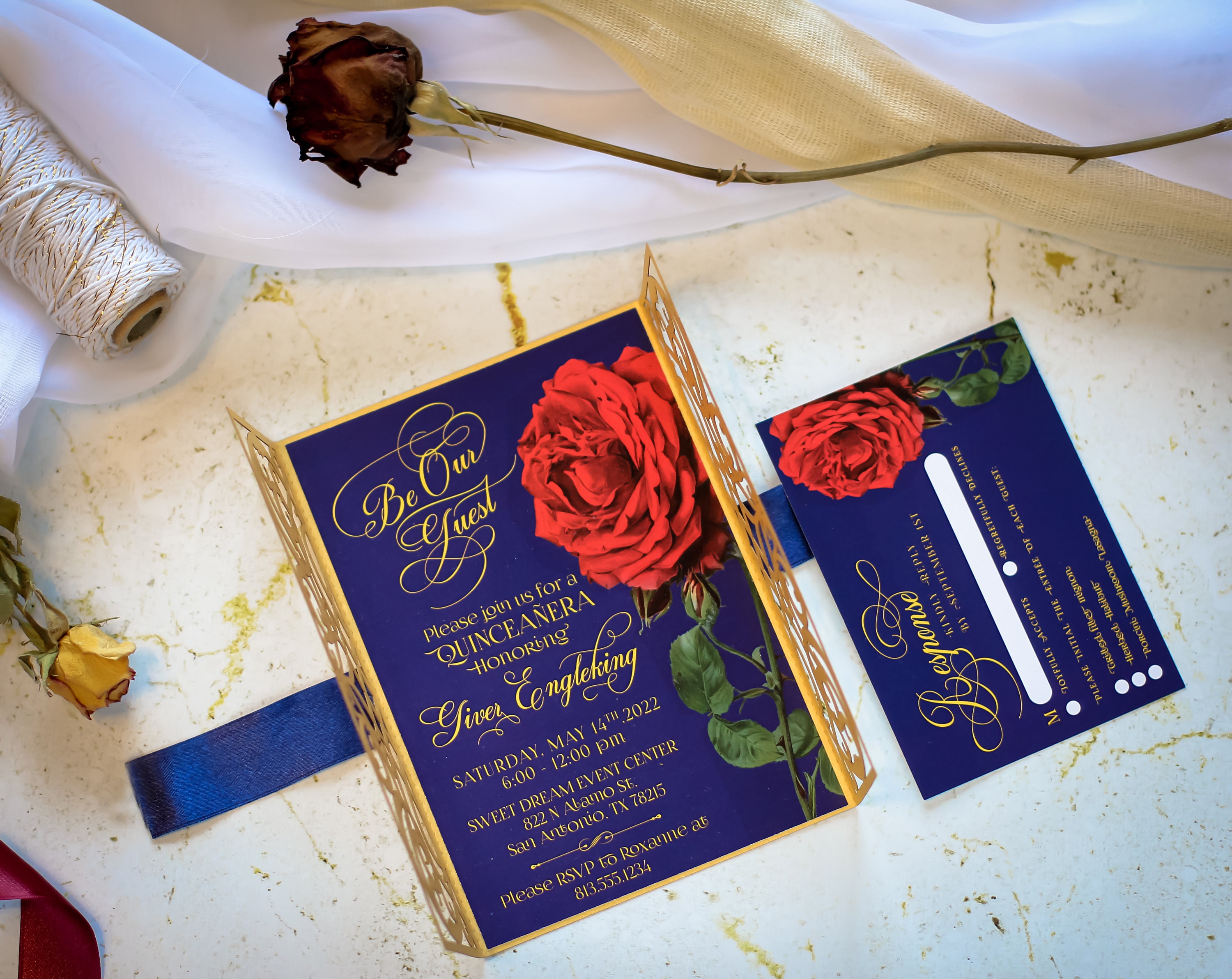 Beauty and the Beast Invitation. Inspired Invitation Lasercut - Etsy