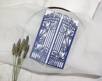 DIY LUXURY Invite Laser Cut Gates Wedding Invitation Ornamental Gatefold. Wedding Invite, Die Cut Diy Cover. Gate Fold Laser. Intricate lace
