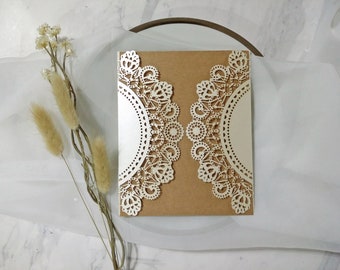 DIY Luxury Intricate lace laser cut envelope. Laser Cut Cover. Royal Lace Laser Cut. Luxury. Wedding Invitation Supplies. Elegant Envelope