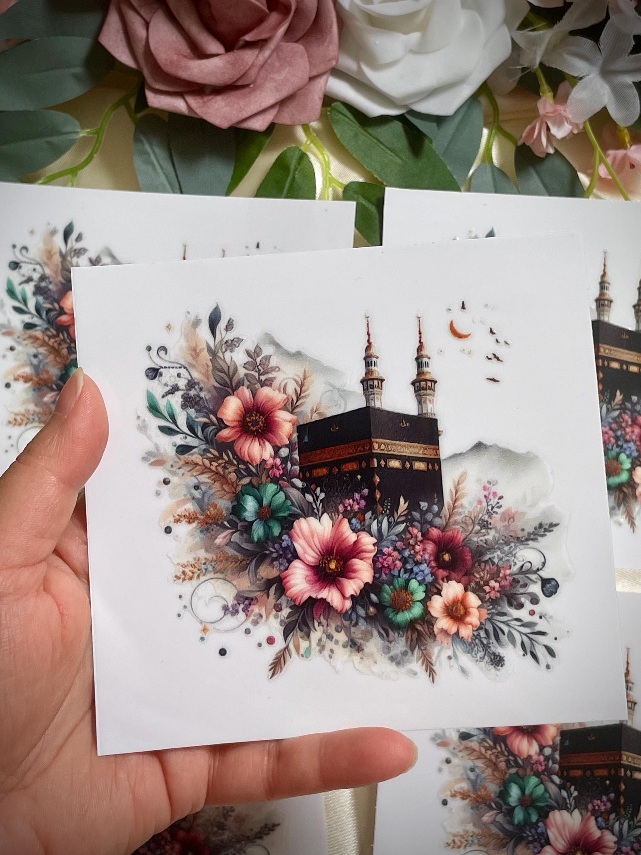 Kaaba UV DTF Sticker 4in X 3.5in Kaaba Picture With Blue, Pink and Teal ...