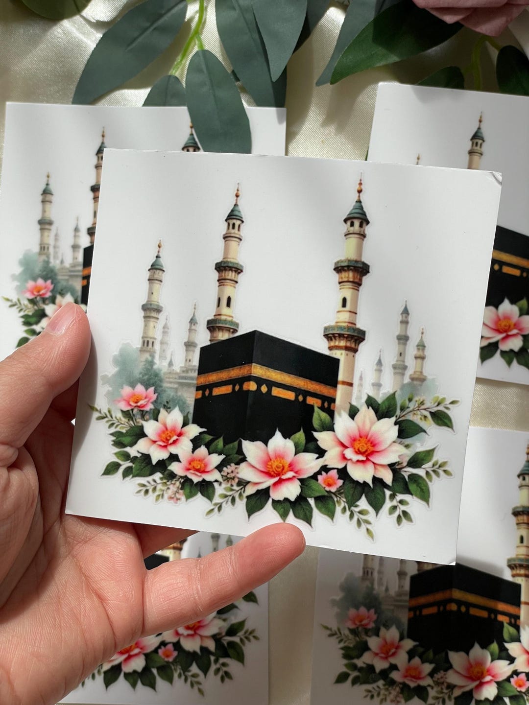 Kaaba UV DTF Stickers Beautiful Kaaba Picture With Florals. Easy to Use ...