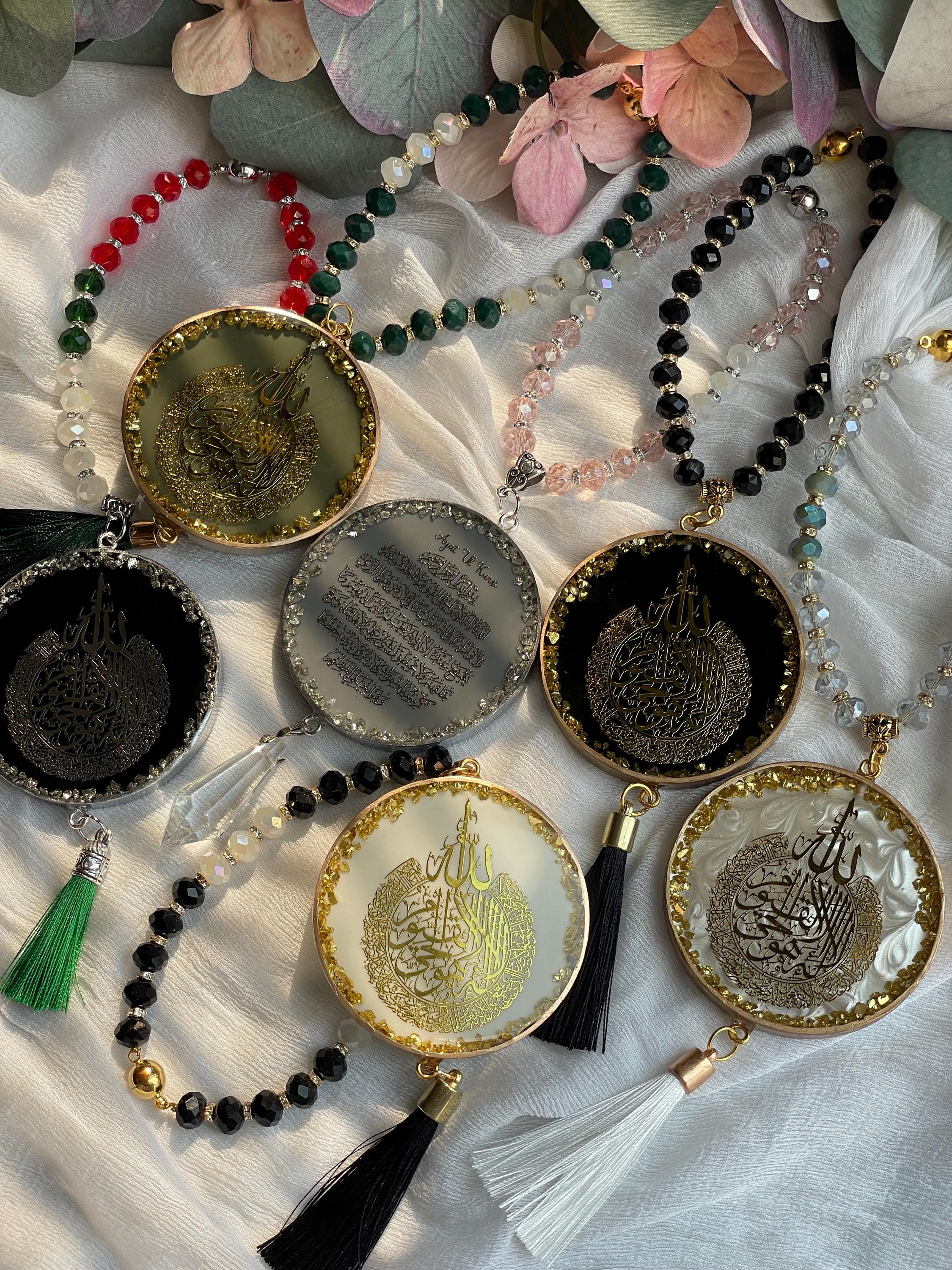 Handmade Resin Islamic Ayatul Kursi or Travel Dua Car Rearview Mirror Hanging Accessory