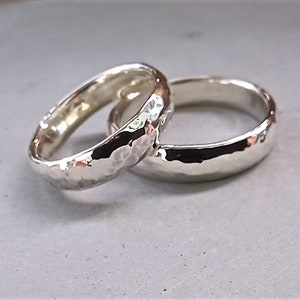 Hammered silver ring, ice matt, polished or matt partner ring wedding ring engagement ring wedding ring men's ring women's ring hammered