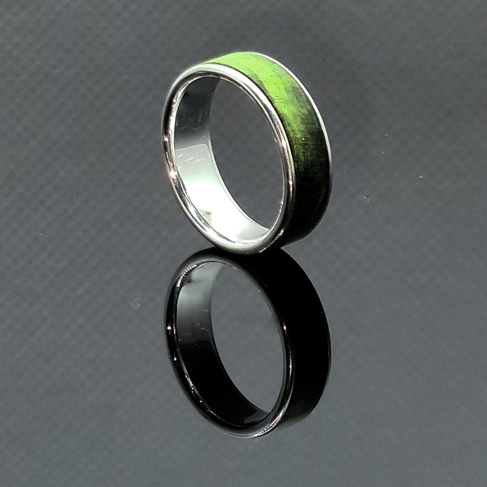 Unique neon green ring in 925 sterling silver and stabilized Etsy