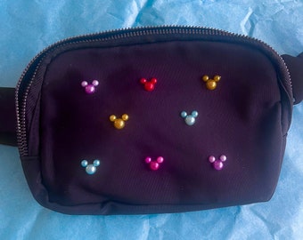 Jewel Tone Pearl Mickey Inspired Belt Bag