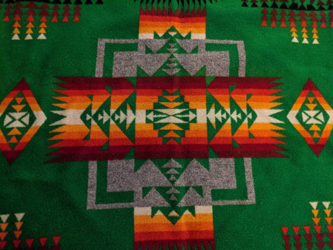 Beautiful Pendleton Wool Blanket Vivid Green Chief Joseph Etsy