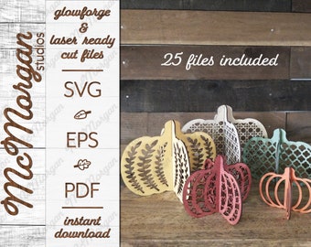 Arquivo SVG de abóbora 3D cortado a laser, decoração de outono (download do Glowforge)