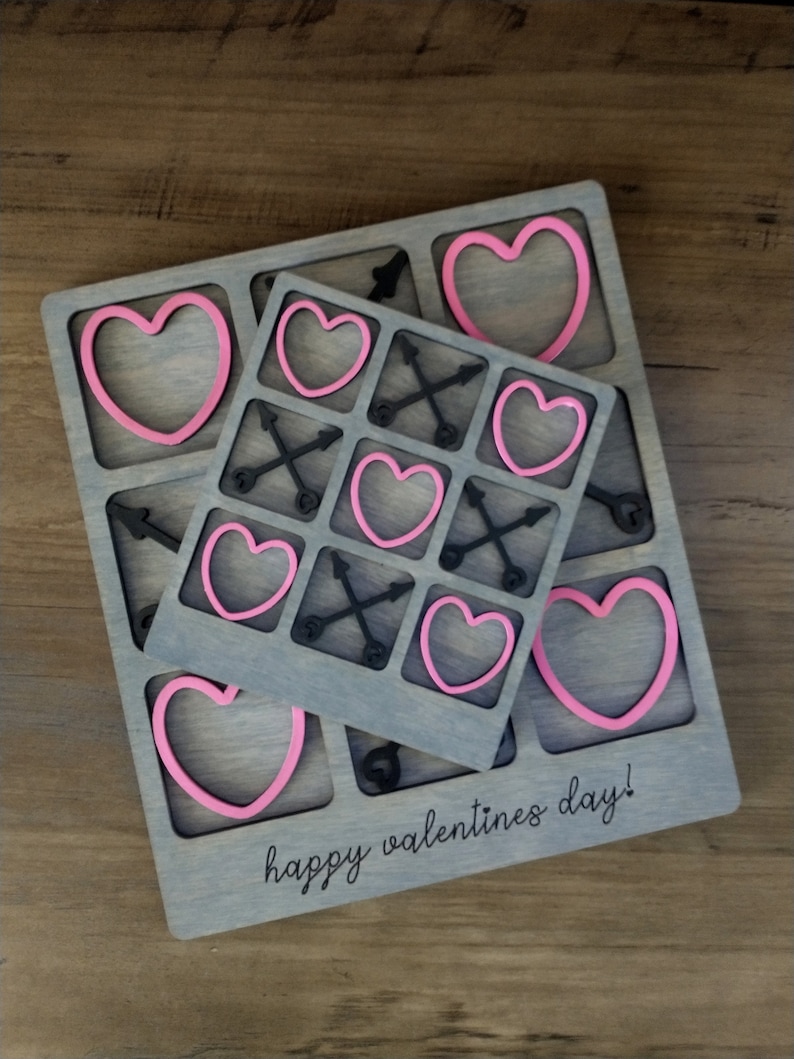 Valentine's Day Tic-tac-toe SVG File Glowforge Download - Etsy