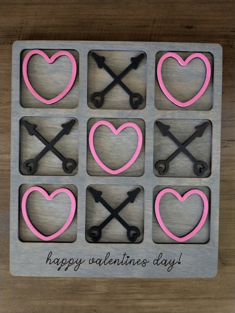Valentine's Day Tic-tac-toe SVG File Glowforge Download - Etsy