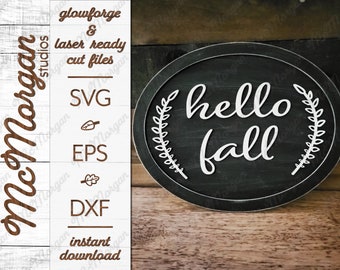 Olá arquivo SVG do sinal de outono, download do Glowforge, arquivo cortado a laser