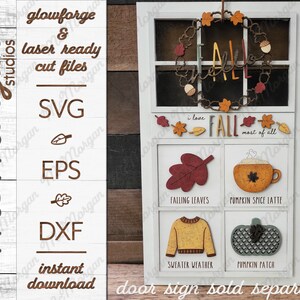 Add-On, I Love Fall Interchangeable Door Sign set SVG, Shelf Leaner Door Sign SVG File, Glowforge Download, Laser Cut File