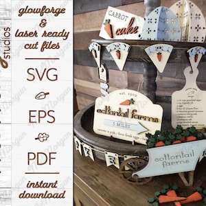 Easter Tier Tray SVG, Cottontail Farms, Spring SVG File, Glowforge Download, Laser Cut File