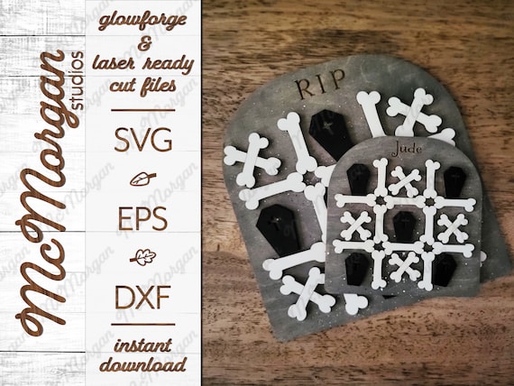 Bones Tic-Tac-Toe Halloween SVG File, Glowforge Download, Laser Cut File