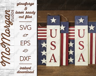Patriotic Shelf Leaner SVG Bundle, Laser Cut Files (Digital Download)