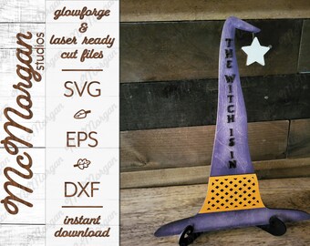 Witch and Boots Halloween SVG File, Glowforge Download, Laser Cut File