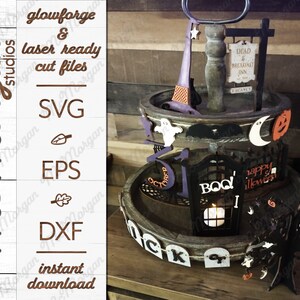 Halloween Tier Tray SVG File, Glowforge Download, Laser Cut File