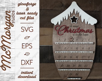 Christmas Countdown Calendar, Advent Calendar, Gingerbread Man SVG File, Glowforge Download, Laser Cut File