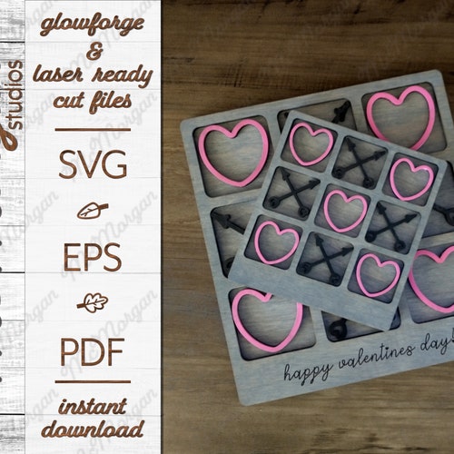 Valentine Gift svg Digital Download Tic Tac Toe svg Laser Cut Files Valentine Keychain svg for Glowforge