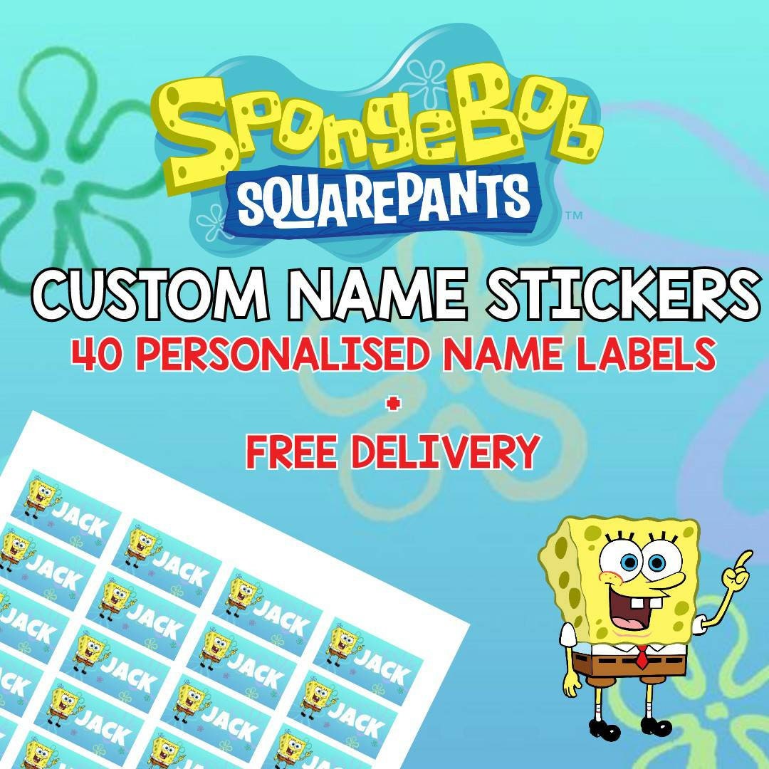 Spongebob Squarepants mega sticker pack. Name labels x 40 Etsy