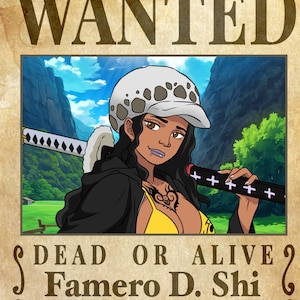 Personalized Anime Wanted Poster: Pirate Theme Portrait, Manga Drawing Gift, A Present For Family (Digital)