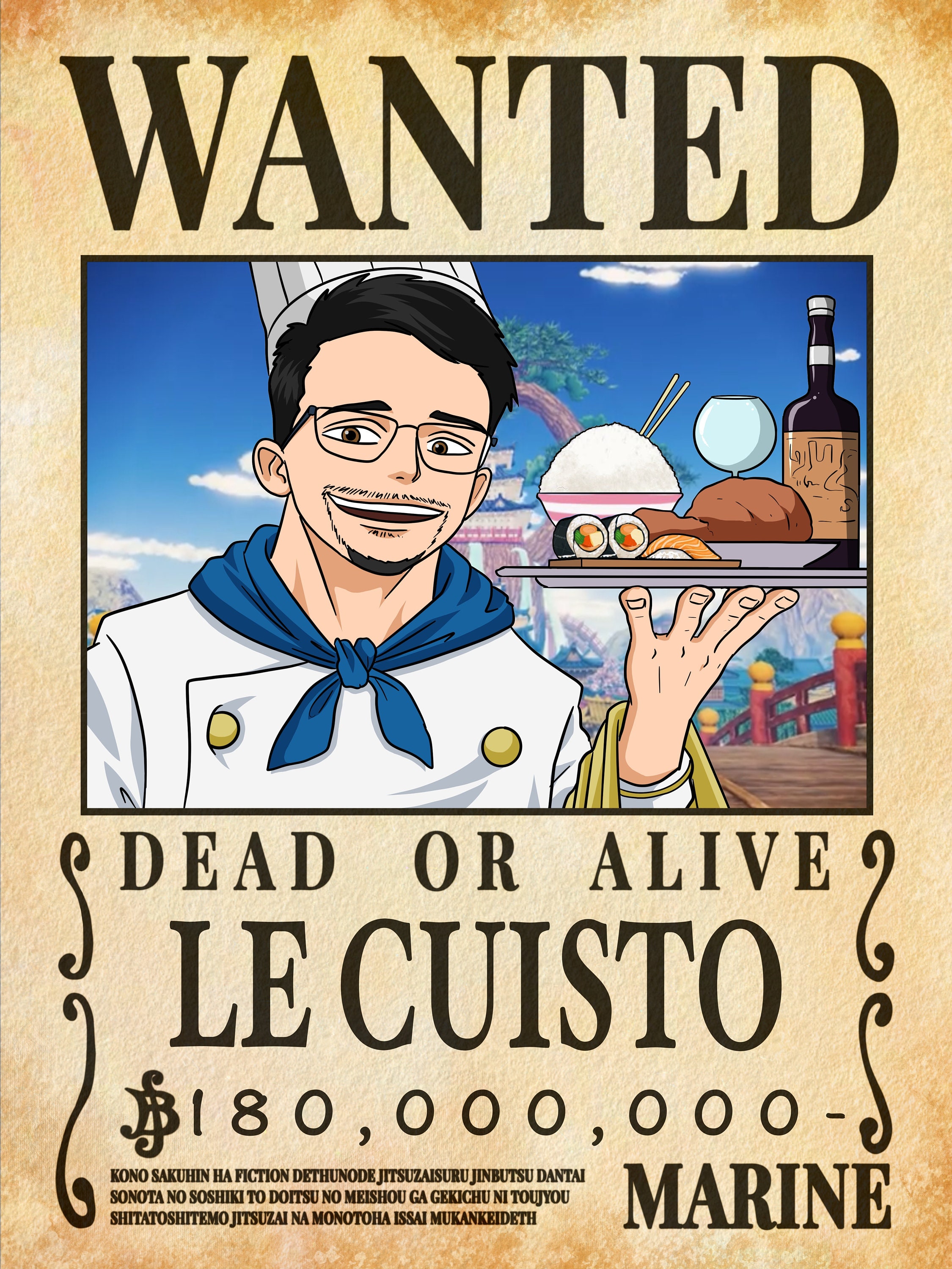 Anime Wanted Poster, Fully Custom Wanted Poster, You in Pirate