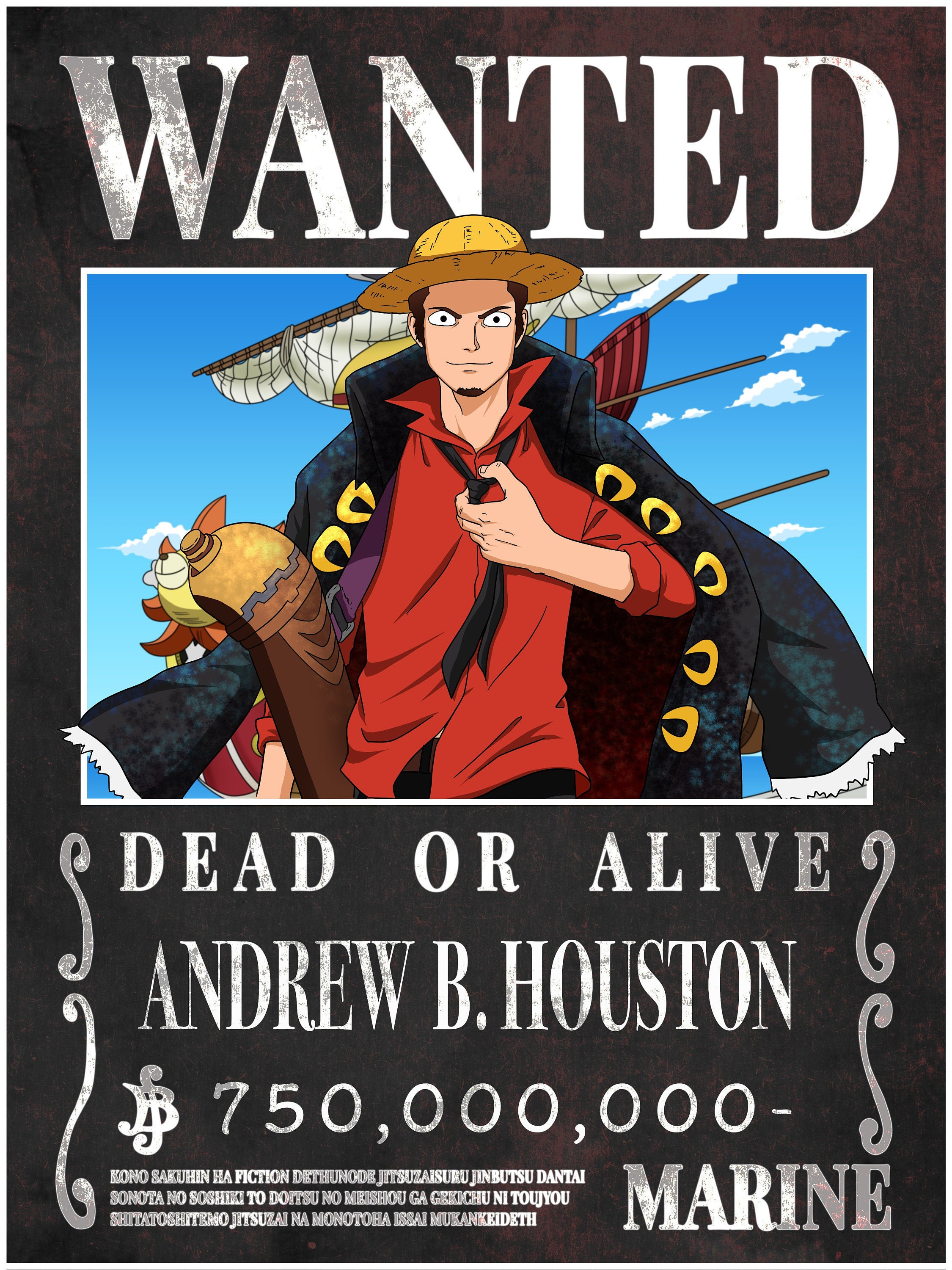 Anime Wanted Poster Custom Portrait in Black Wanted Poster Etsy Australia