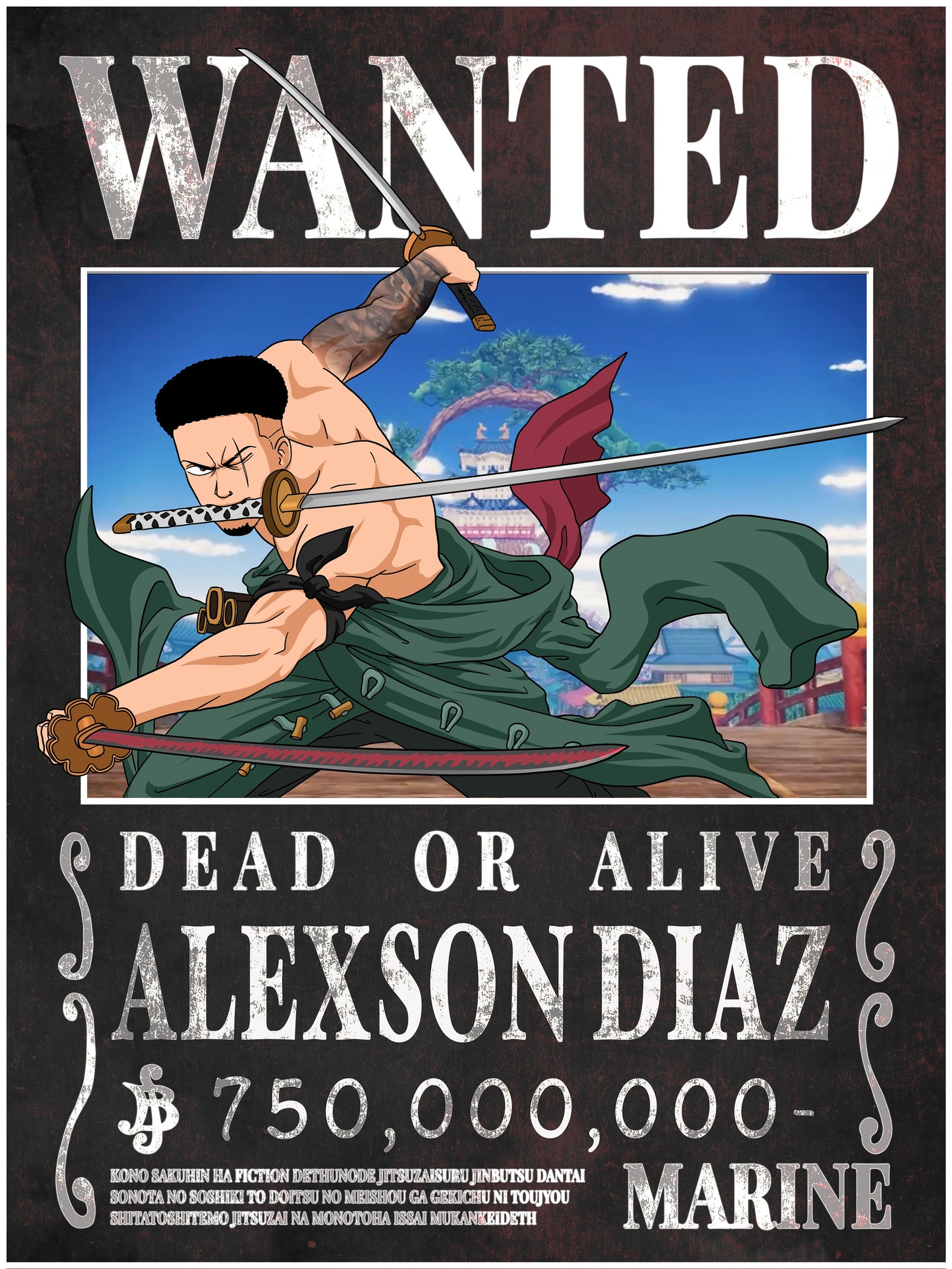 Anime Wanted Poster Custom Portrait in Black Wanted Poster Etsy Australia