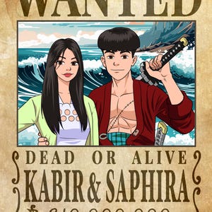 Póster de Anime "Se busca", póster personalizado de Anime en un Pirata, regalo imprimible para pared. ¡HOMBROS ARRIBA! Halloween (Digital)