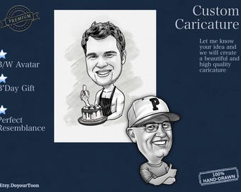 Hand-Drawn Custom Caricature: Unique Birthday Gift (Digital)