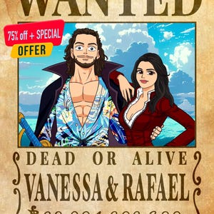 SALE, Anime Wanted Poster, Fully Custom, Personalized You in a Pirate poster, Printable Wall Art, Anniversary Gift, Father’s Day (Digital)