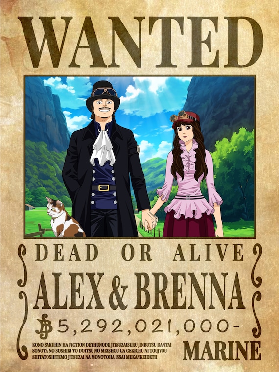 Custom Anime Wanted Poster: Couple, Friends, Family Gift (digital