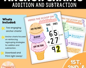 addieren und subtrahieren Neugruppierung Anker Chart Erste und Zweite Klasse Poster