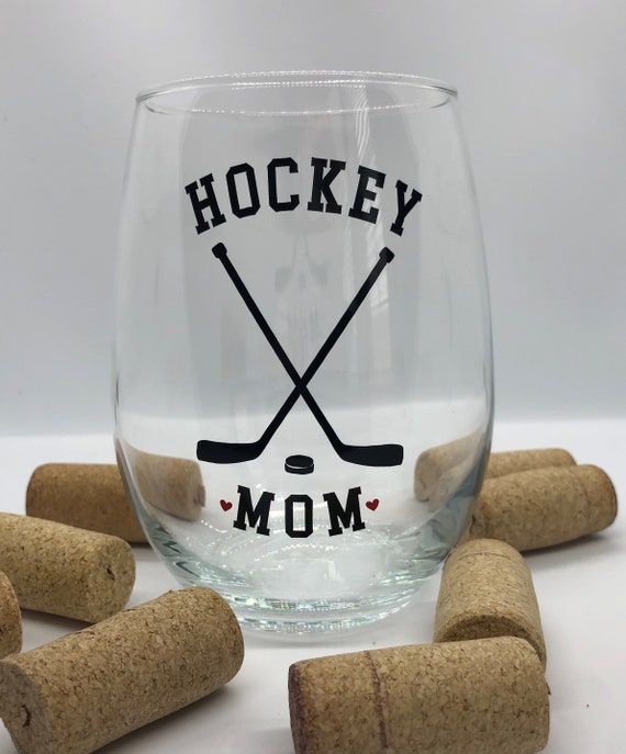 Hockey Mom Wine Glass Hockey Mom Ice Hockey Sports Mom Etsy