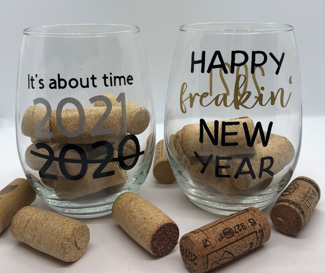 New Years Wine Glasses 2021 Wine Glass Etsy