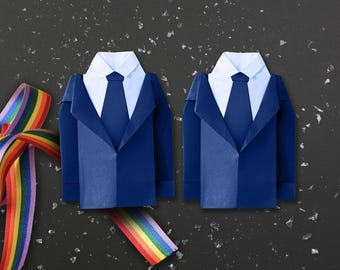 Handmade Origami Wedding Suits – Paper Anniversary LGBTQ+ Gift